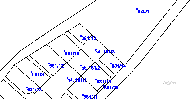 Parcela st. 161/3 v KÚ Malý Beranov, Katastrální mapa
