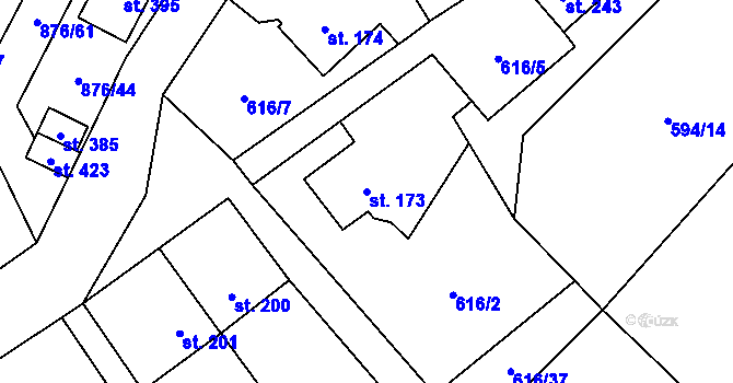 Parcela st. 173 v KÚ Malý Beranov, Katastrální mapa