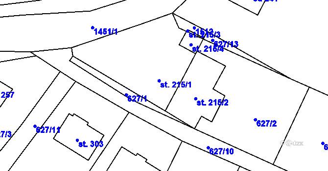 Parcela st. 215/1 v KÚ Malý Beranov, Katastrální mapa