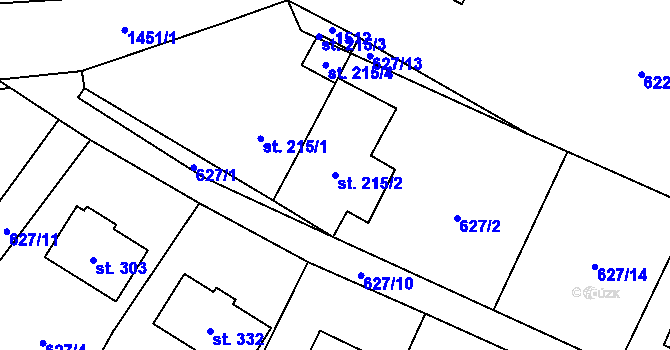 Parcela st. 215/2 v KÚ Malý Beranov, Katastrální mapa