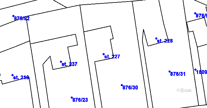 Parcela st. 227 v KÚ Malý Beranov, Katastrální mapa