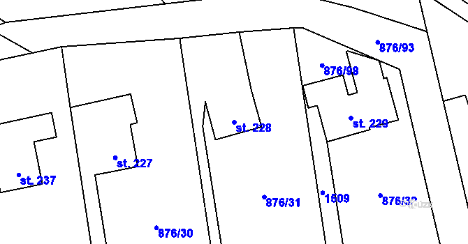 Parcela st. 228 v KÚ Malý Beranov, Katastrální mapa