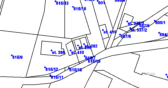 Parcela st. 282 v KÚ Malý Beranov, Katastrální mapa