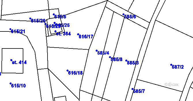 Parcela st. 585/4 v KÚ Malý Beranov, Katastrální mapa