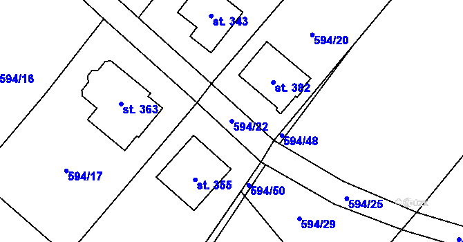 Parcela st. 594/22 v KÚ Malý Beranov, Katastrální mapa