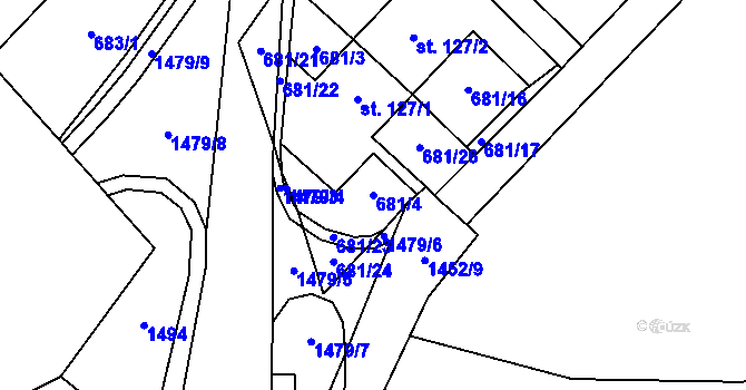 Parcela st. 681/4 v KÚ Malý Beranov, Katastrální mapa