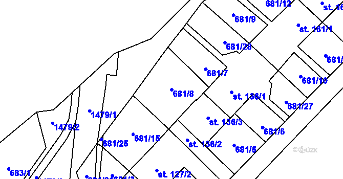 Parcela st. 681/8 v KÚ Malý Beranov, Katastrální mapa