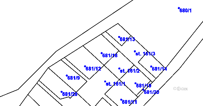 Parcela st. 681/18 v KÚ Malý Beranov, Katastrální mapa