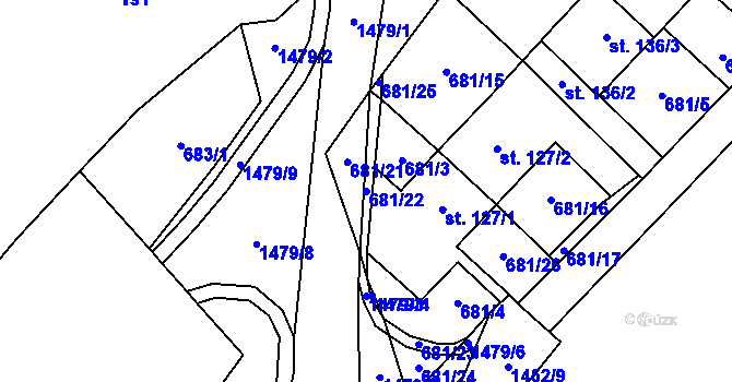 Parcela st. 681/22 v KÚ Malý Beranov, Katastrální mapa