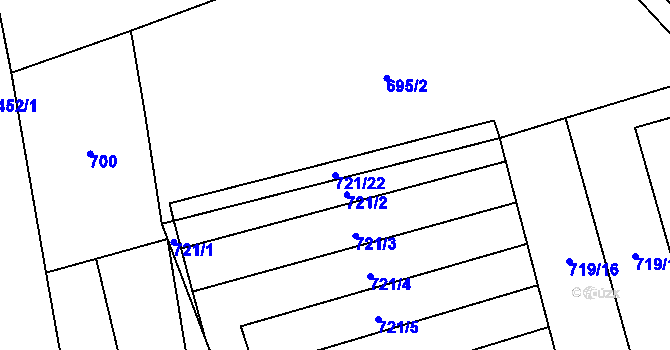 Parcela st. 721/22 v KÚ Malý Beranov, Katastrální mapa