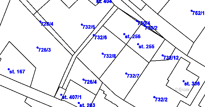 Parcela st. 732/8 v KÚ Malý Beranov, Katastrální mapa