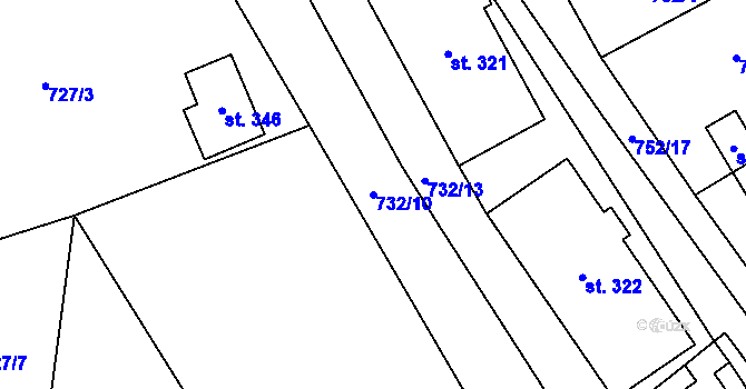 Parcela st. 732/10 v KÚ Malý Beranov, Katastrální mapa