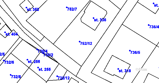 Parcela st. 752/12 v KÚ Malý Beranov, Katastrální mapa