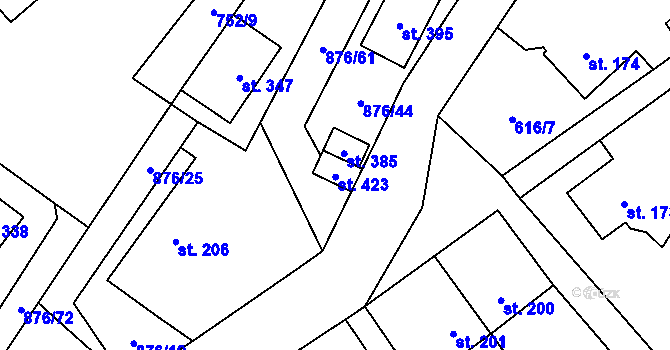 Parcela st. 876/76 v KÚ Malý Beranov, Katastrální mapa