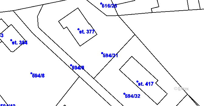 Parcela st. 594/31 v KÚ Malý Beranov, Katastrální mapa