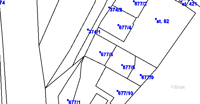 Parcela st. 677/5 v KÚ Malý Beranov, Katastrální mapa