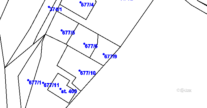 Parcela st. 677/9 v KÚ Malý Beranov, Katastrální mapa