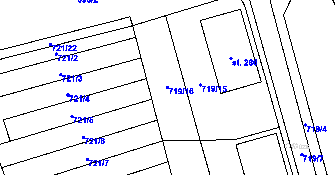 Parcela st. 719/16 v KÚ Malý Beranov, Katastrální mapa
