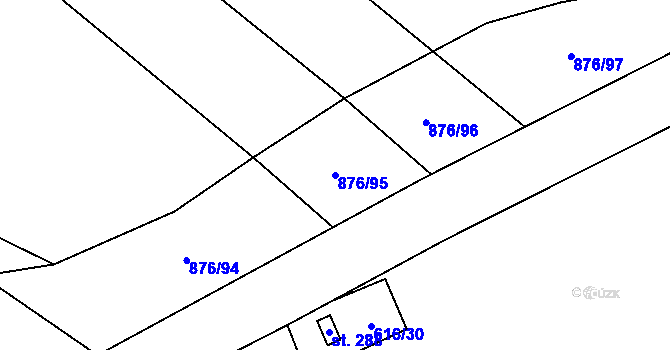 Parcela st. 876/95 v KÚ Malý Beranov, Katastrální mapa