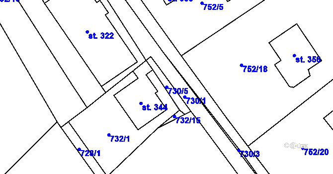 Parcela st. 730/5 v KÚ Malý Beranov, Katastrální mapa