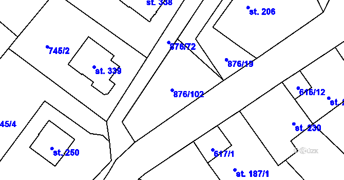 Parcela st. 876/102 v KÚ Malý Beranov, Katastrální mapa