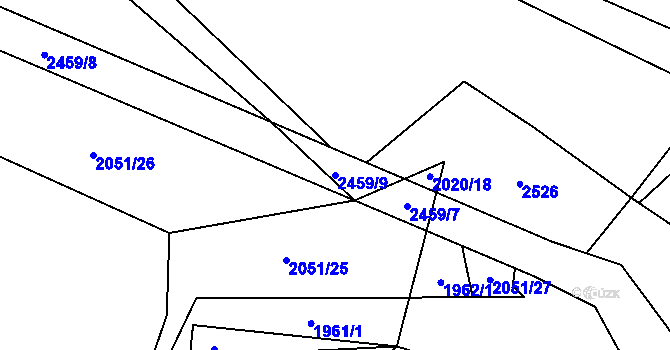 Parcela st. 2459/9 v KÚ Malý Bor, Katastrální mapa