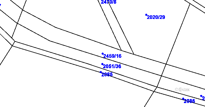 Parcela st. 2459/16 v KÚ Malý Bor, Katastrální mapa