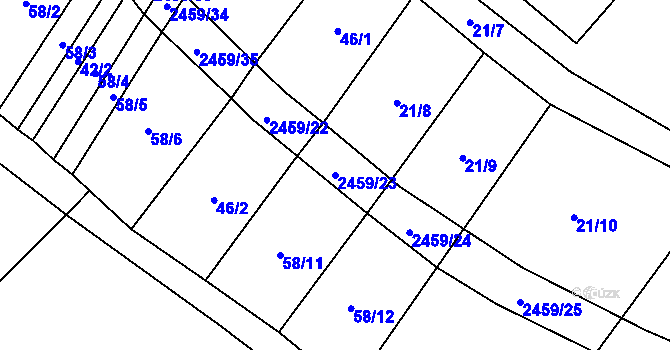Parcela st. 2459/23 v KÚ Malý Bor, Katastrální mapa