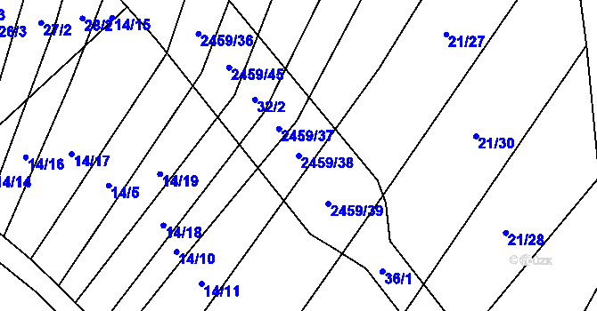 Parcela st. 2459/38 v KÚ Malý Bor, Katastrální mapa