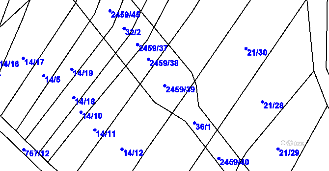 Parcela st. 2459/39 v KÚ Malý Bor, Katastrální mapa
