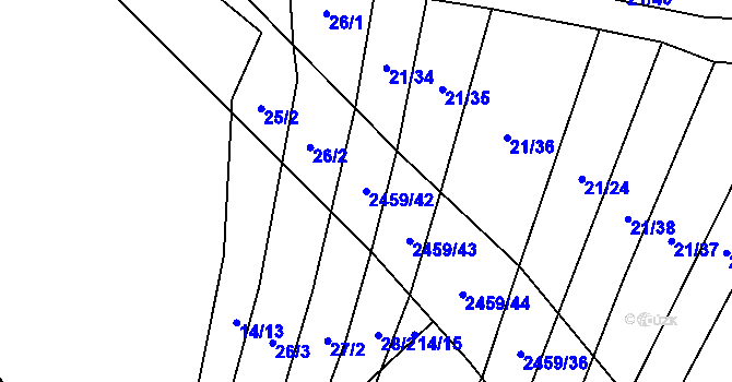 Parcela st. 2459/42 v KÚ Malý Bor, Katastrální mapa