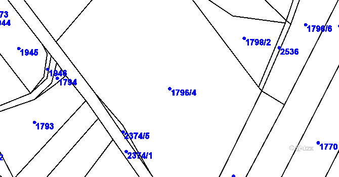 Parcela st. 1796/4 v KÚ Malý Bor, Katastrální mapa