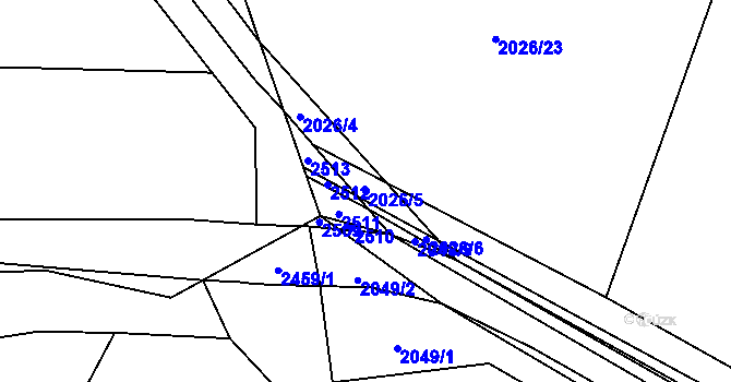 Parcela st. 2026/5 v KÚ Malý Bor, Katastrální mapa