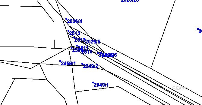 Parcela st. 2026/6 v KÚ Malý Bor, Katastrální mapa
