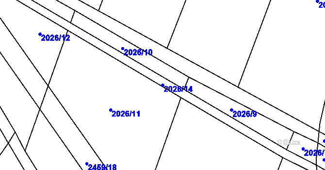 Parcela st. 2026/14 v KÚ Malý Bor, Katastrální mapa