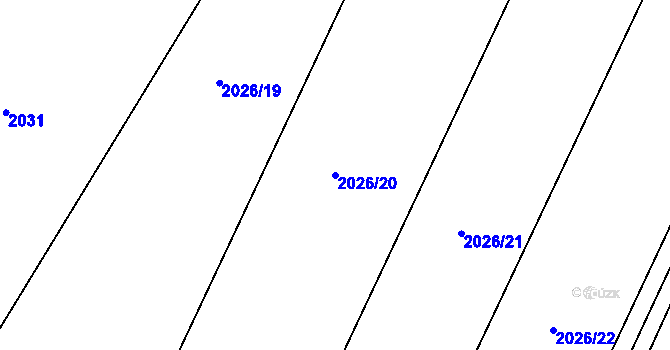Parcela st. 2026/20 v KÚ Malý Bor, Katastrální mapa