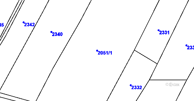 Parcela st. 2051/1 v KÚ Malý Bor, Katastrální mapa