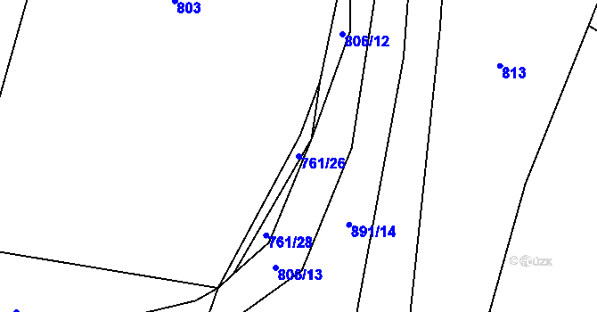 Parcela st. 761/26 v KÚ Malý Bor, Katastrální mapa