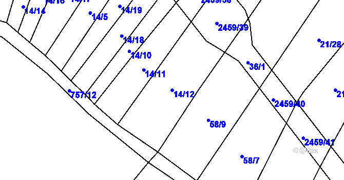 Parcela st. 14/12 v KÚ Malý Bor, Katastrální mapa
