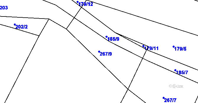 Parcela st. 267/9 v KÚ Malý Bor, Katastrální mapa