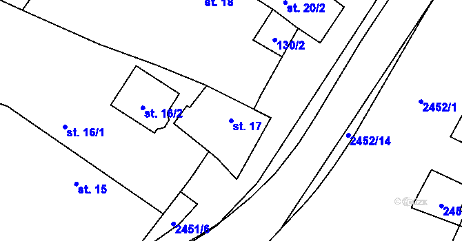 Parcela st. 17 v KÚ Malý Bor, Katastrální mapa