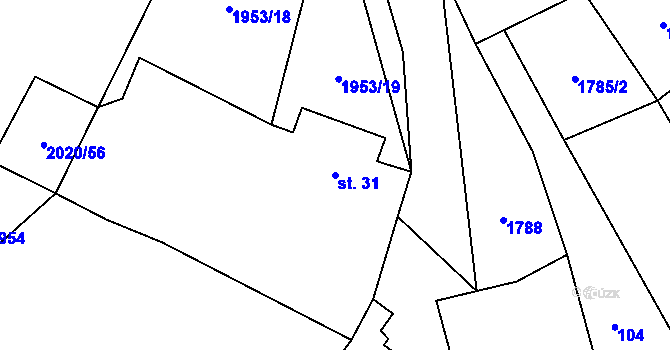 Parcela st. 31 v KÚ Malý Bor, Katastrální mapa