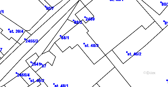 Parcela st. 48/3 v KÚ Malý Bor, Katastrální mapa
