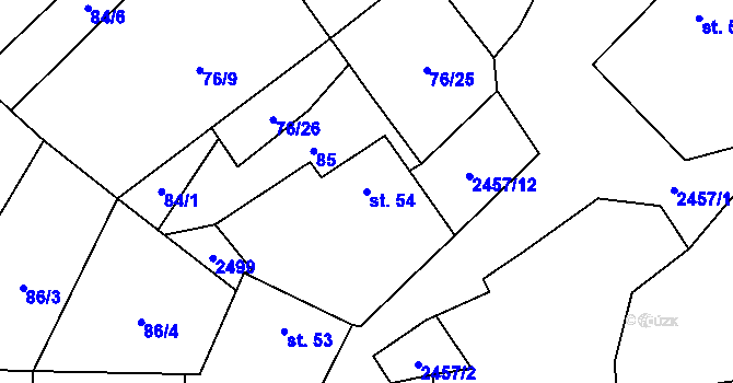 Parcela st. 54 v KÚ Malý Bor, Katastrální mapa