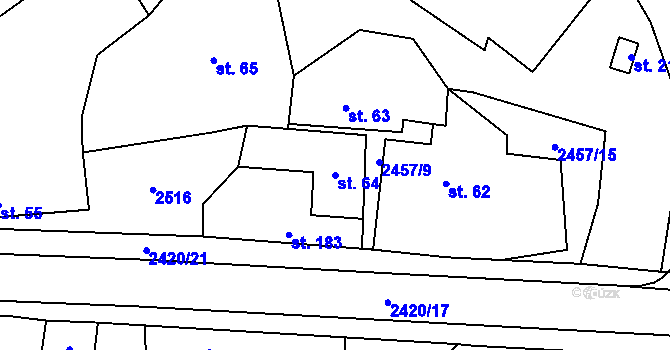 Parcela st. 64 v KÚ Malý Bor, Katastrální mapa