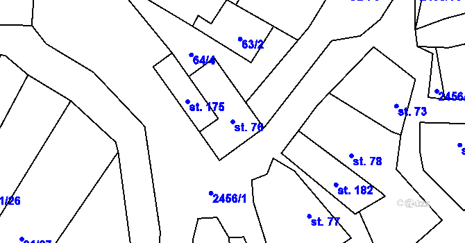 Parcela st. 76 v KÚ Malý Bor, Katastrální mapa