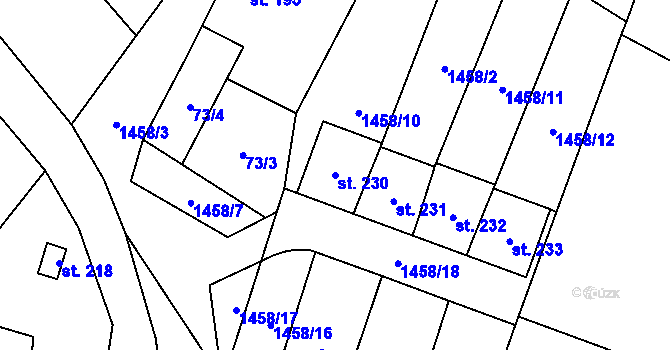 Parcela st. 230 v KÚ Malý Bor, Katastrální mapa