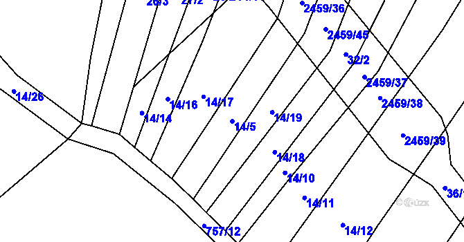 Parcela st. 14/5 v KÚ Malý Bor, Katastrální mapa