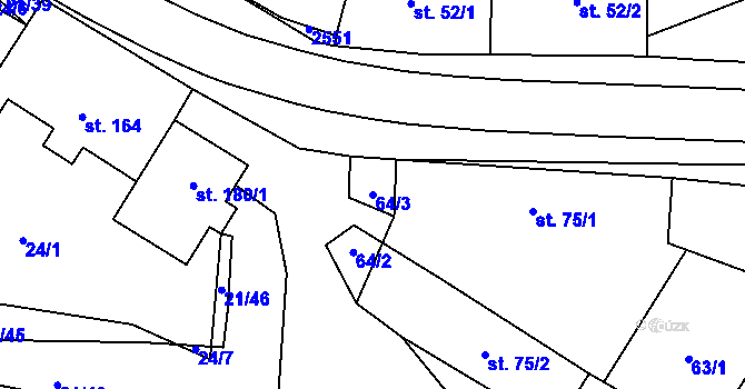 Parcela st. 64/3 v KÚ Malý Bor, Katastrální mapa