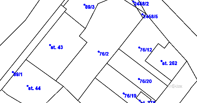 Parcela st. 76/2 v KÚ Malý Bor, Katastrální mapa